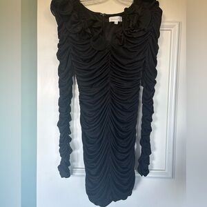 NWT Anthropologie Maeve Elegant Black Ruched Dress, medium